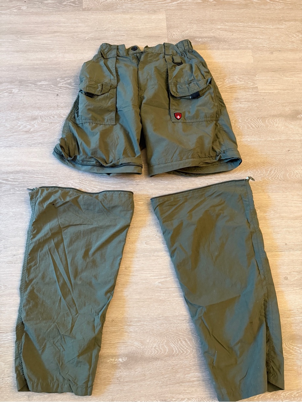 Men's Olive Convertible Cargo Pants - Removable Zip-Off Legs